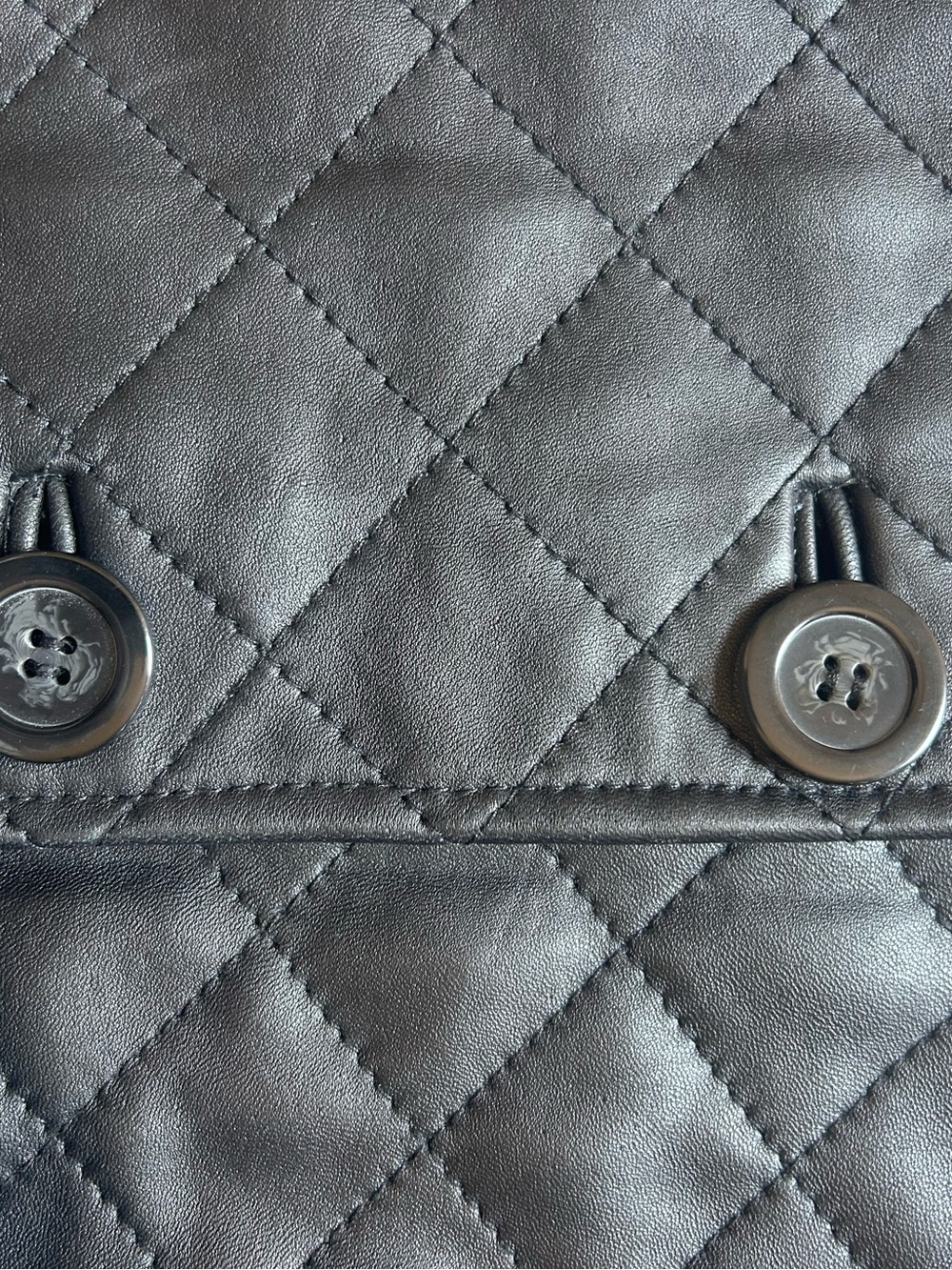 Kenar Genuine Leather Black Diamond Quilted Jacket Women’s Size 8 - Picture 6 of 8